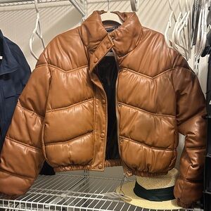 Zara Brown Bomber Puffer Jacket